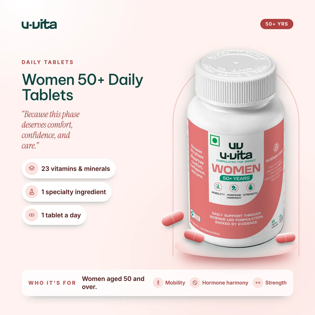 Women 50+ Daily Tablets – Front of pack