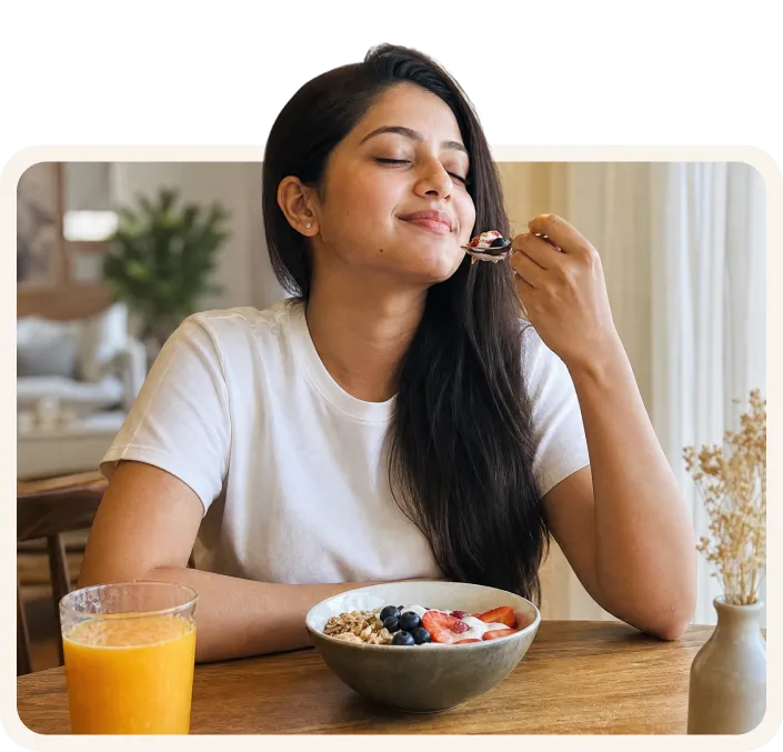 Woman enjoying healthy food